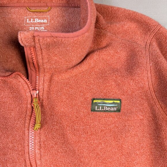 LL Bean Sweater Fleece Jacket Womens 2X Plus Peach Heather Full Zip Pockets - Picture 3 of 6